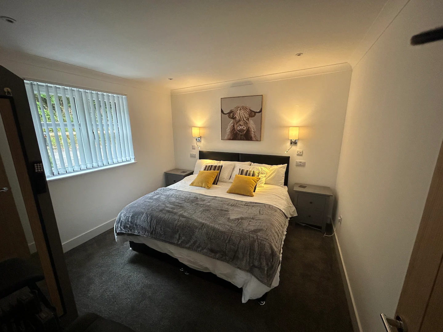 Bedroom in bespoke self-catering lodge